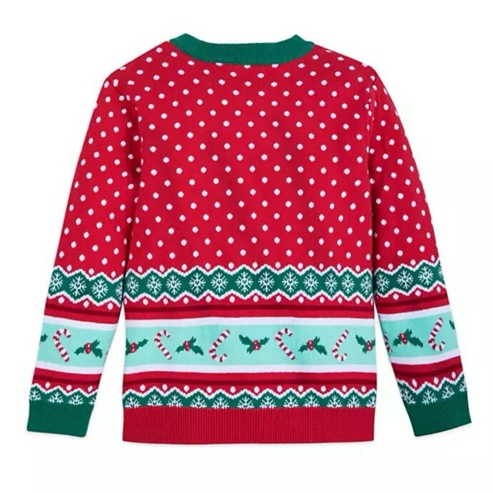 New Disney Store Christmas Sweater Girls 2T Minnie Mouse Fair Isle Sequins Red - Picture 5 of 6